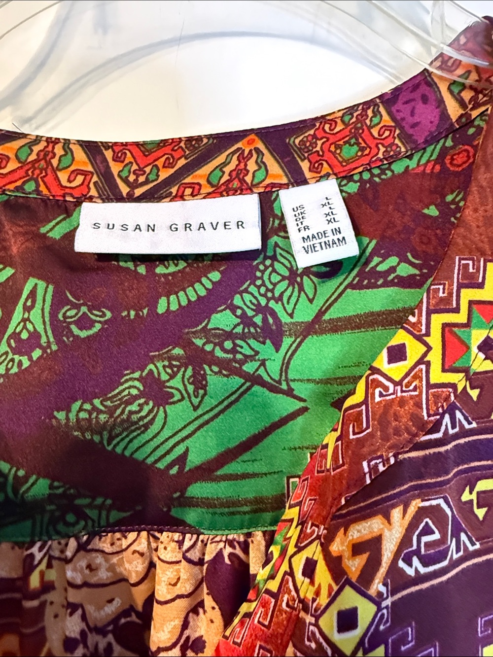 Susan Graver Multicolor V-Neck Paisley & Geometric Print Tunic size Large - Picture 2 of 4